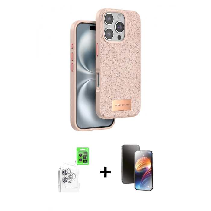 MARSİLYAN™- iPhone 16 Pro Max Kılıf Vadi Klasik Serisi - Siyah 3D Antistatik Mat Seramik Nano Ekran Koruyucu + Raze Metal Kamera Lens - BZ