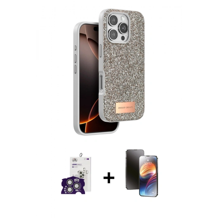 MARSİLYAN™- iPhone 16 Pro Max Kılıf Vadi Klasik Serisi - Siyah 3D Antistatik Mat Seramik Nano Ekran Koruyucu + Bilvis Titan Kamera Lens - GS