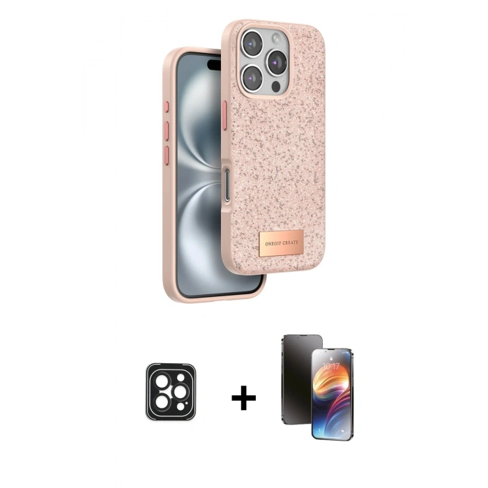 MARSİLYAN™- iPhone 16 Pro Max Kılıf Vadi Klasik Serisi - Siyah 3D Antistatik Mat Seramik Nano Ekran Koruyucu + PVD Metal Kamera Lens - SH
