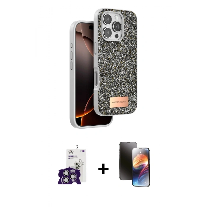 MARSİLYAN™- iPhone 16 Pro Max Kılıf Vadi Klasik Serisi - Siyah 3D Antistatik Mat Seramik Nano Ekran Koruyucu + Bilvis Titan Kamera Lens - GS
