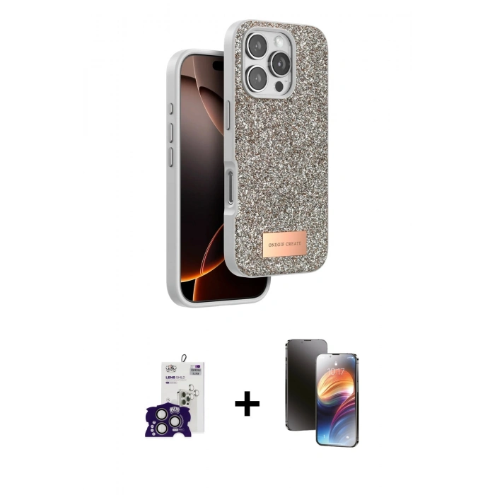 MARSİLYAN™- iPhone 16 Pro Max Kılıf Vadi Klasik Serisi - Siyah 3D Antistatik Mat Seramik Nano Ekran Koruyucu + Bilvis Titan Kamera Lens - TMGI