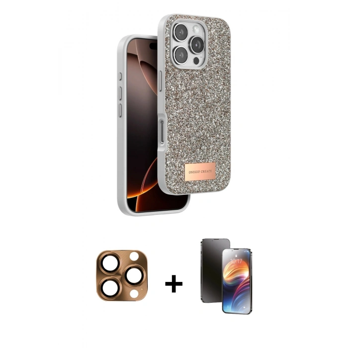 MARSİLYAN™- iPhone 16 Pro Max Kılıf Vadi Klasik Serisi - Siyah 3D Antistatik Mat Seramik Nano Ekran Koruyucu + Pers Alüminyum Kamera Lens - CLTM