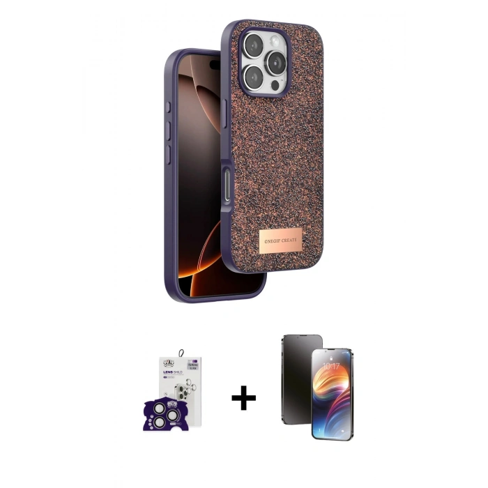 MARSİLYAN™- iPhone 16 Pro Max Kılıf Vadi Klasik Serisi - Siyah 3D Antistatik Mat Seramik Nano Ekran Koruyucu + Bilvis Titan Kamera Lens - TMGI