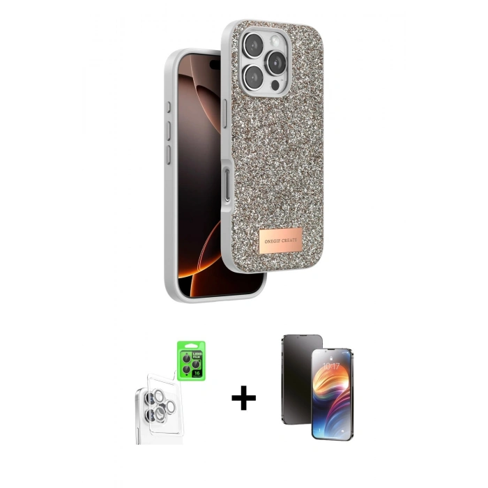 MARSİLYAN™- iPhone 16 Pro Max Kılıf Vadi Klasik Serisi - Siyah 3D Antistatik Mat Seramik Nano Ekran Koruyucu + Raze Metal Kamera Lens - BZ
