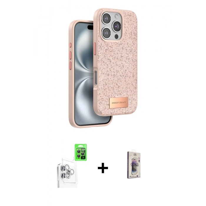 MARSİLYAN™- iPhone 16 Pro Max Kılıf Vadi Klasik Serisi - Siyah Bilvis 3D Cam Ekran Koruyucu + Raze Metal Kamera Lens - BZ