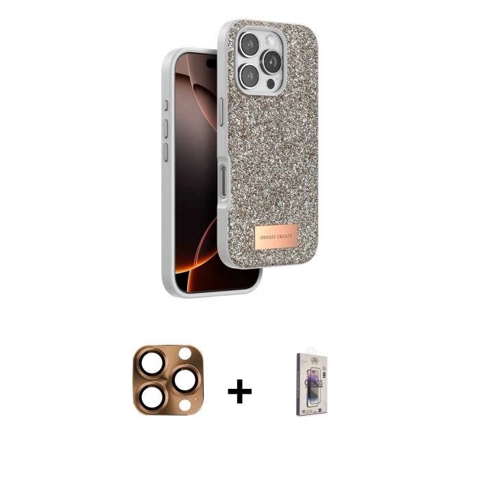 MARSİLYAN™- iPhone 16 Pro Max Kılıf Vadi Klasik Serisi - Siyah Bilvis 3D Cam Ekran Koruyucu + Pers Alüminyum Kamera Lens - CLTM