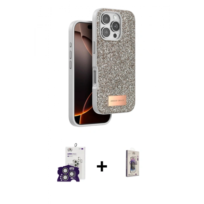MARSİLYAN™- iPhone 16 Pro Max Kılıf Vadi Klasik Serisi - Siyah Bilvis 3D Cam Ekran Koruyucu + Bilvis Titan Kamera Lens - GS
