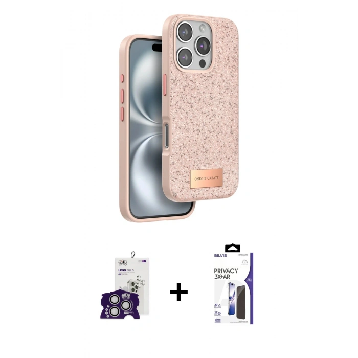 MARSİLYAN™- iPhone 16 Pro Max Kılıf Vadi Klasik Serisi - Siyah Bilvis 3X AR Hayalet Cam Ekran Koruyucu + Bilvis Titan Kamera Lens - GS