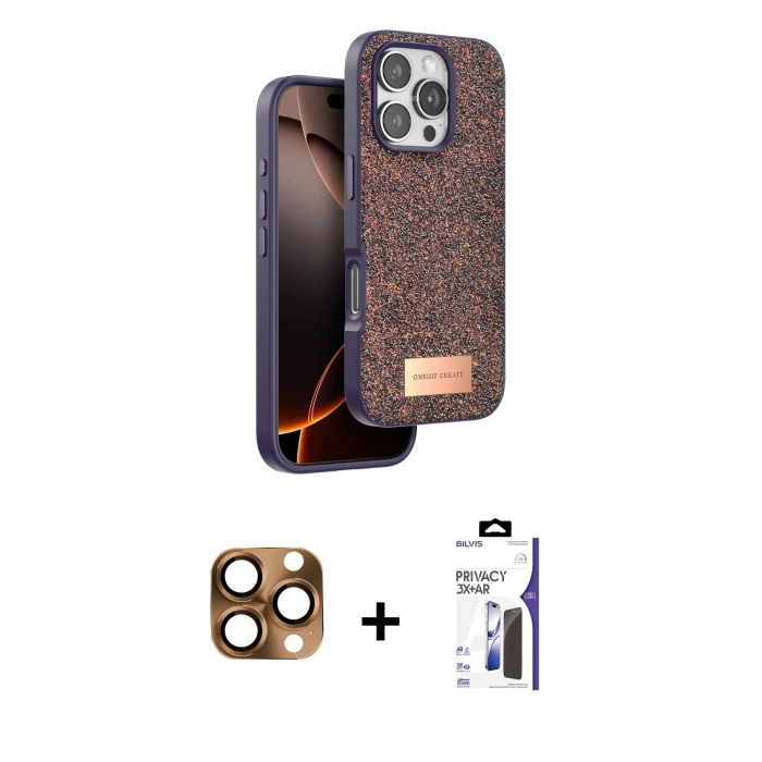 MARSİLYAN™- iPhone 16 Pro Max Kılıf Vadi Klasik Serisi - Siyah Bilvis 3X AR Hayalet Cam Ekran Koruyucu + Pers Alüminyum Kamera Lens - CLTM