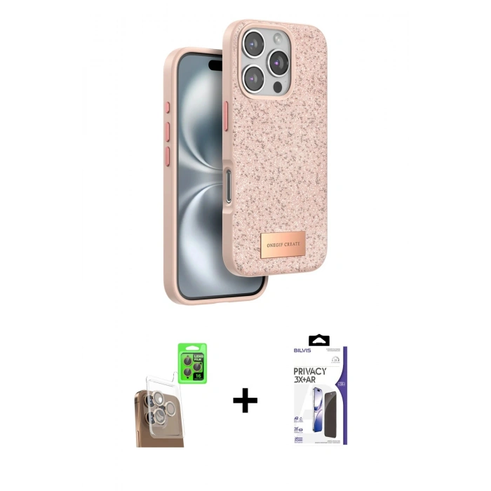 MARSİLYAN™- iPhone 16 Pro Max Kılıf Vadi Klasik Serisi - Siyah Bilvis 3X AR Hayalet Cam Ekran Koruyucu + Raze Metal Kamera Lens - CLTM