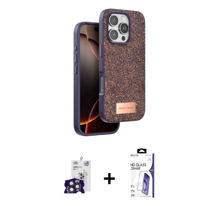 MARSİLYAN™- iPhone 16 Pro Max Kılıf Vadi Klasik Serisi - Siyah Bilvis 3X AR HD Cam Ekran Koruyucu + Bilvis Titan Kamera Lens - TMGI