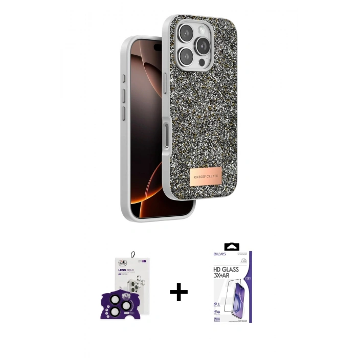 MARSİLYAN™- iPhone 16 Pro Max Kılıf Vadi Klasik Serisi - Siyah Bilvis 3X AR HD Cam Ekran Koruyucu + Bilvis Titan Kamera Lens - SH
