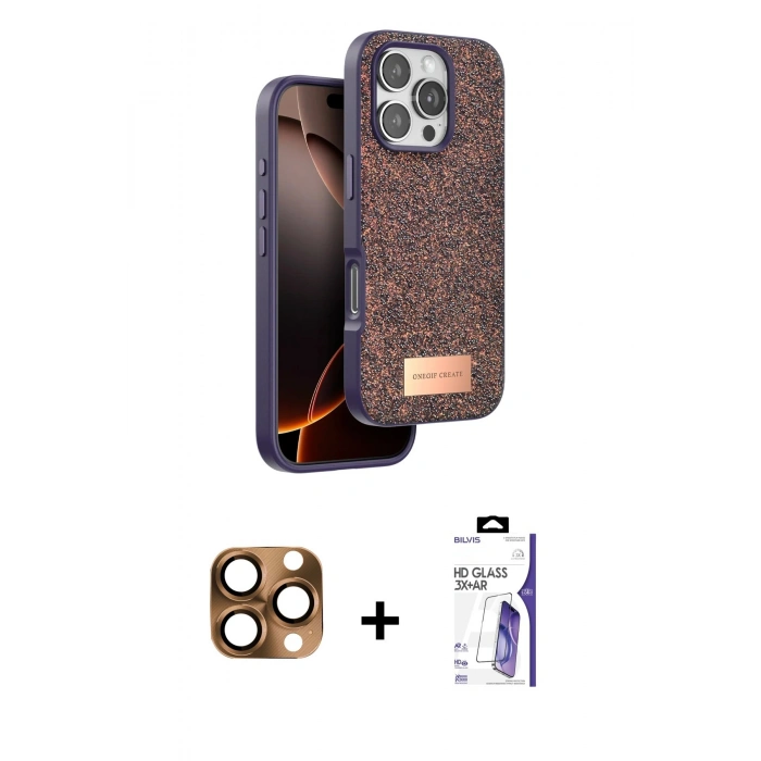 MARSİLYAN™- iPhone 16 Pro Max Kılıf Vadi Klasik Serisi - Siyah Bilvis 3X AR HD Cam Ekran Koruyucu + Pers Alüminyum Kamera Lens - CLTM
