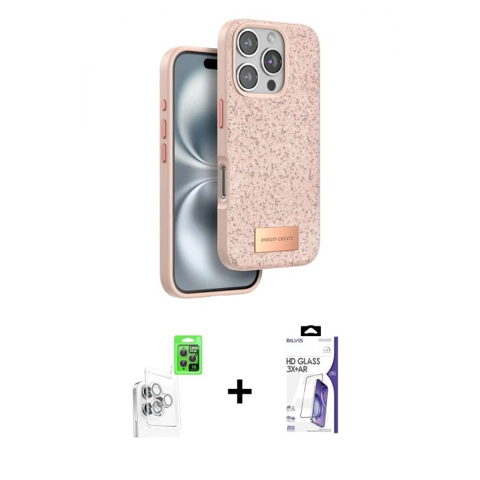 MARSİLYAN™- iPhone 16 Pro Max Kılıf Vadi Klasik Serisi - Siyah Bilvis 3X AR HD Cam Ekran Koruyucu + Raze Metal Kamera Lens - BZ