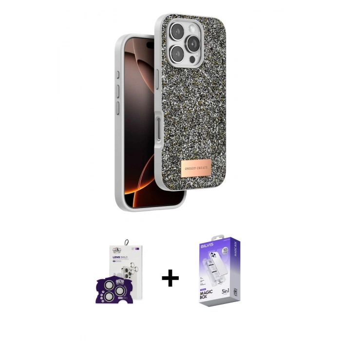 MARSİLYAN™- iPhone 16 Pro Max Kılıf Vadi Klasik Serisi - Siyah Bilvis 5in1 3D Magic Cam Ekran Koruyucu + Bilvis Titan Kamera Lens - GS