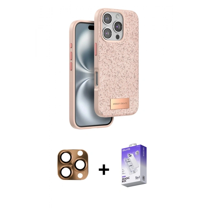 MARSİLYAN™- iPhone 16 Pro Max Kılıf Vadi Klasik Serisi - Siyah Bilvis 5in1 3D Magic Cam Ekran Koruyucu + Pers Alüminyum Kamera Lens - CLTM