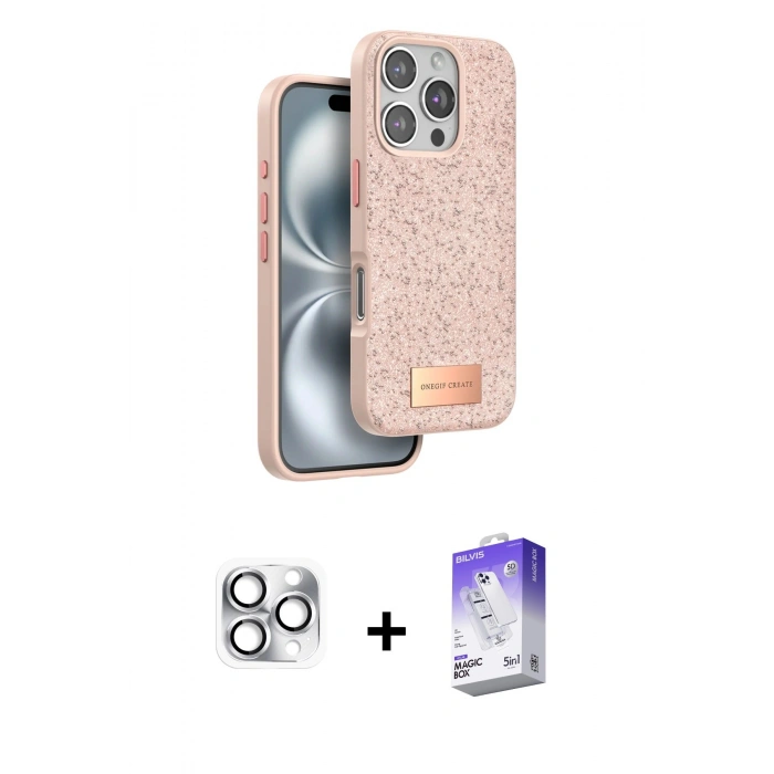 MARSİLYAN™- iPhone 16 Pro Max Kılıf Vadi Klasik Serisi - Siyah Bilvis 5in1 3D Magic Cam Ekran Koruyucu + Pers Alüminyum Kamera Lens - GS