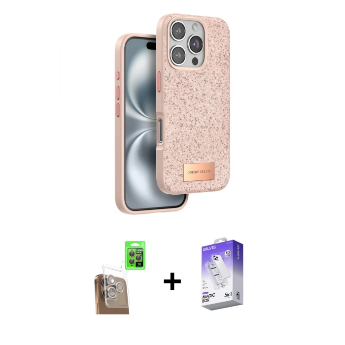 MARSİLYAN™- iPhone 16 Pro Max Kılıf Vadi Klasik Serisi - Siyah Bilvis 5in1 3D Magic Cam Ekran Koruyucu + Raze Metal Kamera Lens - CLTM