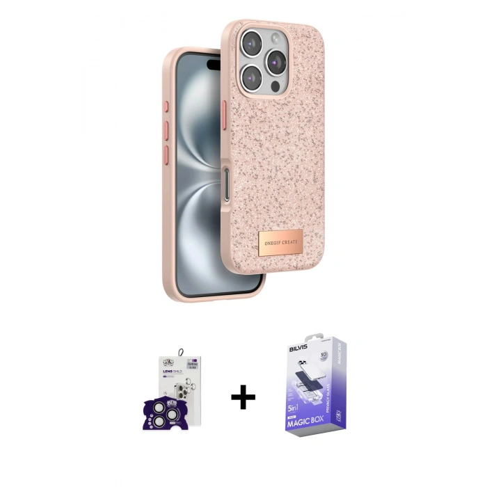 MARSİLYAN™- iPhone 16 Pro Max Kılıf Vadi Klasik Serisi - Siyah Bilvis 5in1 5D Magic Hayalet Cam Ekran Koruyucu + Bilvis Titan Kamera Lens - TMGI