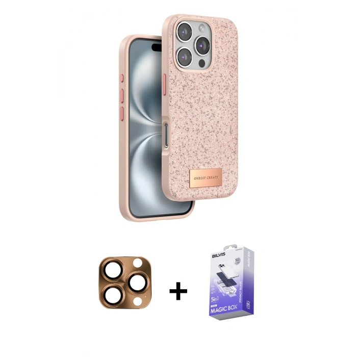 MARSİLYAN™- iPhone 16 Pro Max Kılıf Vadi Klasik Serisi - Siyah Bilvis 5in1 5D Magic Hayalet Cam Ekran Koruyucu + Pers Alüminyum Kamera Lens - CLTM