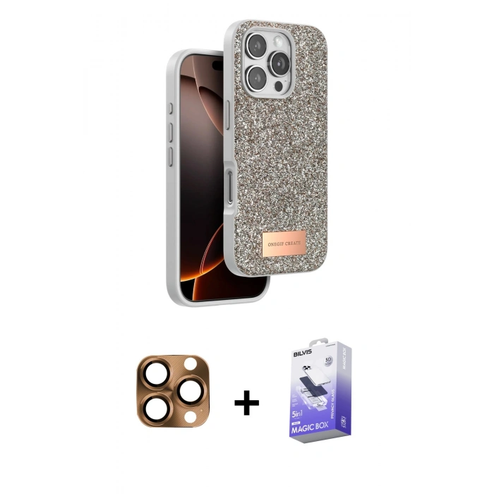 MARSİLYAN™- iPhone 16 Pro Max Kılıf Vadi Klasik Serisi - Siyah Bilvis 5in1 5D Magic Hayalet Cam Ekran Koruyucu + Pers Alüminyum Kamera Lens - CLTM
