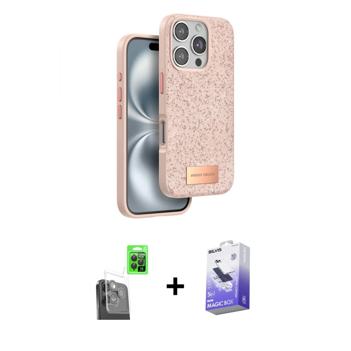 MARSİLYAN™- iPhone 16 Pro Max Kılıf Vadi Klasik Serisi - Siyah Bilvis 5in1 5D Magic Hayalet Cam Ekran Koruyucu + Raze Metal Kamera Lens - SH
