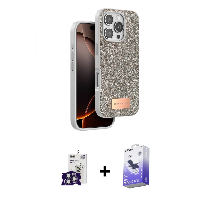 MARSİLYAN™- iPhone 16 Pro Max Kılıf Vadi Klasik Serisi - Siyah Bilvis 5in1 5D Magic Hayalet Cam Ekran Koruyucu + Bilvis Titan Kamera Lens - TMGI