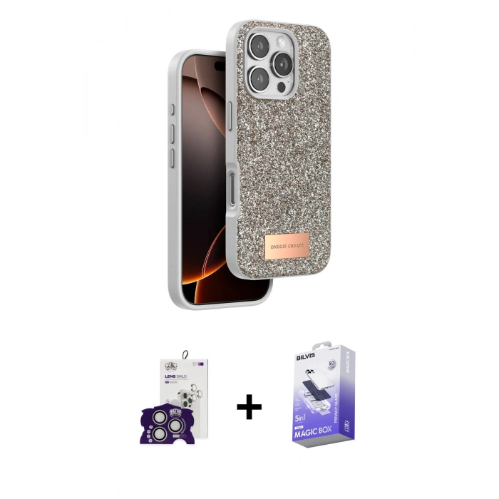 MARSİLYAN™- iPhone 16 Pro Max Kılıf Vadi Klasik Serisi - Siyah Bilvis 5in1 5D Magic Hayalet Cam Ekran Koruyucu + Bilvis Titan Kamera Lens - GS