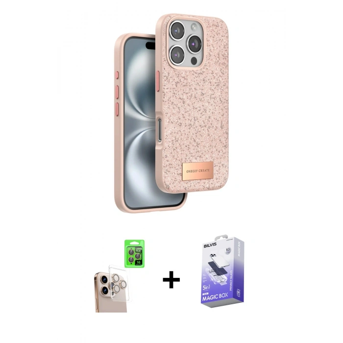 MARSİLYAN™- iPhone 16 Pro Max Kılıf Vadi Klasik Serisi - Siyah Bilvis 5in1 5D Magic Hayalet Cam Ekran Koruyucu + Raze Metal Kamera Lens - NLGY