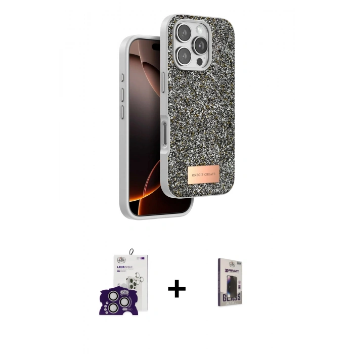 MARSİLYAN™- iPhone 16 Pro Max Kılıf Vadi Klasik Serisi - Siyah Bilvis Hayalet Cam Ekran Koruyucu + Bilvis Titan Kamera Lens - GS