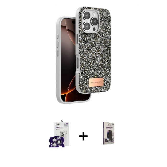 MARSİLYAN™- iPhone 16 Pro Max Kılıf Vadi Klasik Serisi - Siyah Bilvis Hayalet Cam Ekran Koruyucu + Bilvis Titan Kamera Lens - TMGI