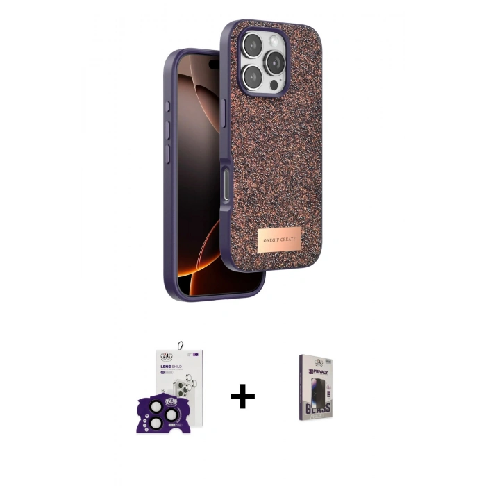 MARSİLYAN™- iPhone 16 Pro Max Kılıf Vadi Klasik Serisi - Siyah Bilvis Hayalet Cam Ekran Koruyucu + Bilvis Titan Kamera Lens - SH