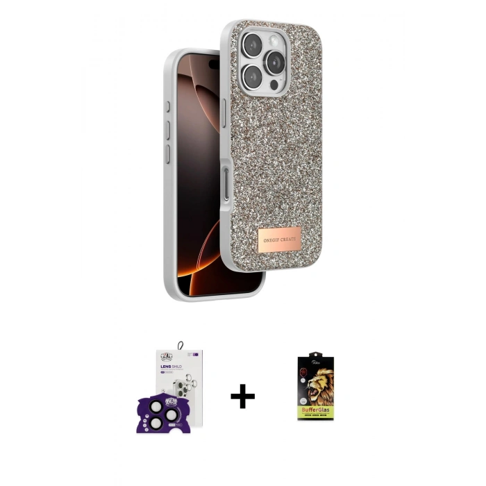 MARSİLYAN™- iPhone 16 Pro Max Kılıf Vadi Klasik Serisi - Siyah Buffer Cam Ekran Koruyucu + Siyah Bilvis Titan Kamera Lens