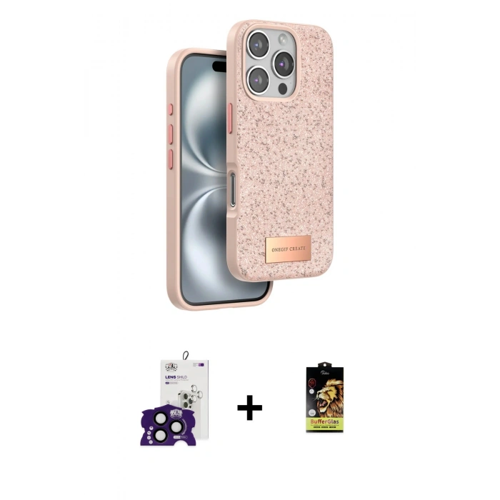 MARSİLYAN™- iPhone 16 Pro Max Kılıf Vadi Klasik Serisi - Siyah Buffer Cam Ekran Koruyucu + Siyah Bilvis Titan Kamera Lens