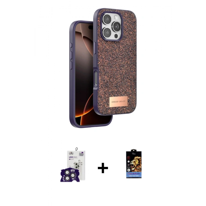 MARSİLYAN™- iPhone 16 Pro Max Kılıf Vadi Klasik Serisi - Siyah Buffer Hayalet Cam Ekran Koruyucu + Bilvis Titan Kamera Lens - TMGI
