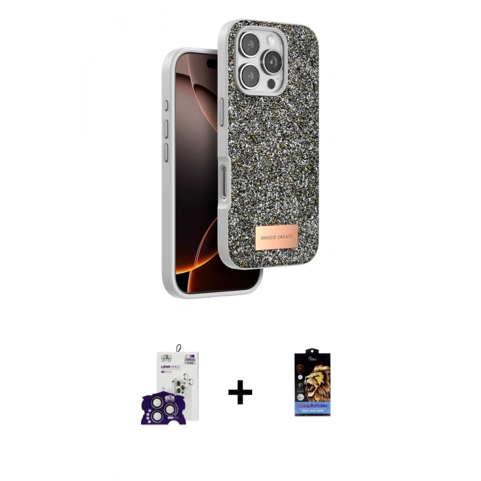 MARSİLYAN™- iPhone 16 Pro Max Kılıf Vadi Klasik Serisi - Siyah Buffer Hayalet Cam Ekran Koruyucu + Bilvis Titan Kamera Lens - TMGI