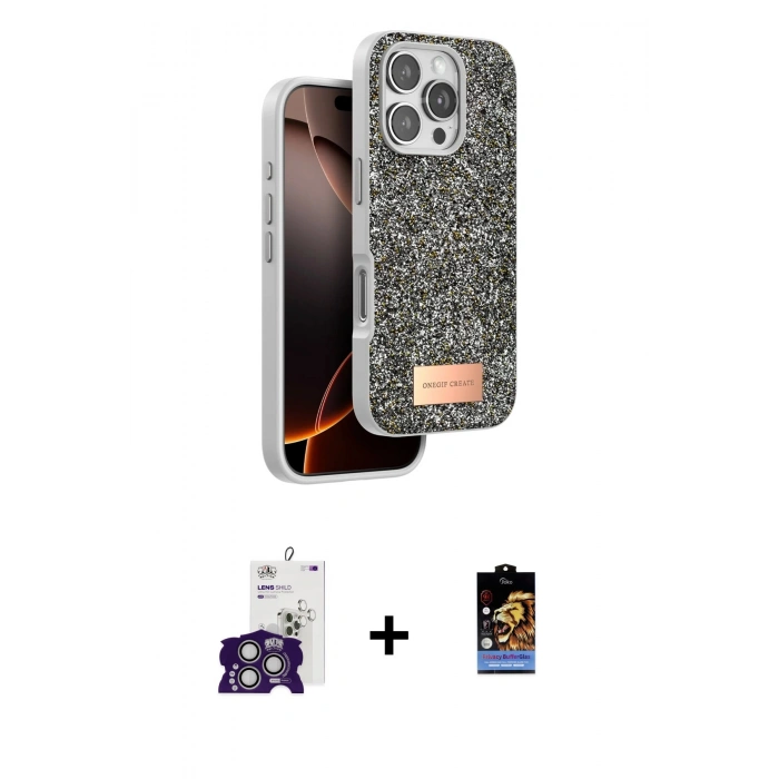 MARSİLYAN™- iPhone 16 Pro Max Kılıf Vadi Klasik Serisi - Siyah Buffer Hayalet Cam Ekran Koruyucu + Bilvis Titan Kamera Lens - GS