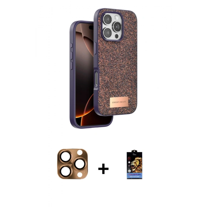 MARSİLYAN™- iPhone 16 Pro Max Kılıf Vadi Klasik Serisi - Siyah Buffer Hayalet Cam Ekran Koruyucu + Pers Alüminyum Kamera Lens - CLTM