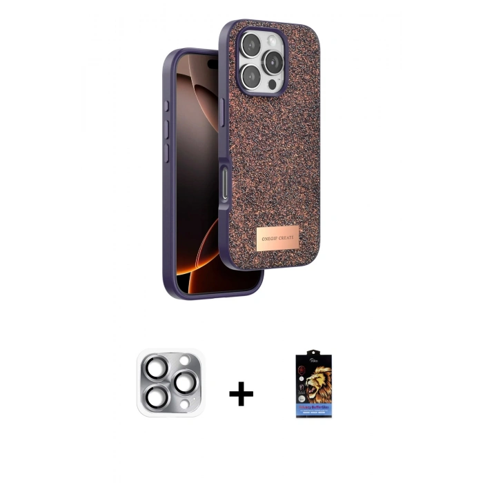 MARSİLYAN™- iPhone 16 Pro Max Kılıf Vadi Klasik Serisi - Siyah Buffer Hayalet Cam Ekran Koruyucu + Pers Alüminyum Kamera Lens - GI