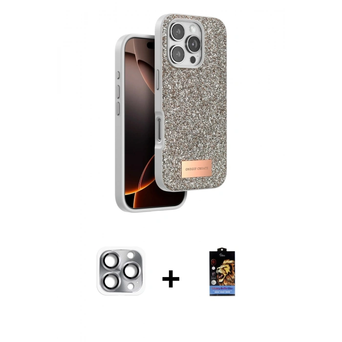 MARSİLYAN™- iPhone 16 Pro Max Kılıf Vadi Klasik Serisi - Siyah Buffer Hayalet Cam Ekran Koruyucu + Pers Alüminyum Kamera Lens - GI