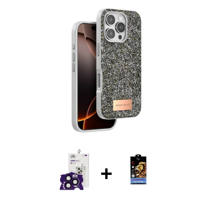 MARSİLYAN™- iPhone 16 Pro Max Kılıf Vadi Klasik Serisi - Siyah Buffer Hayalet Cam Ekran Koruyucu + Bilvis Titan Kamera Lens - SH
