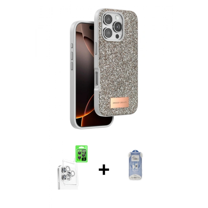 MARSİLYAN™- iPhone 16 Pro Max Kılıf Vadi Klasik Serisi - Siyah Joko Magic 5D Cam + Raze Metal Kamera Lens - BZ