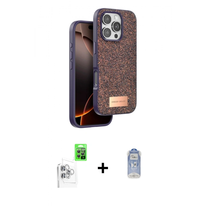MARSİLYAN™- iPhone 16 Pro Max Kılıf Vadi Klasik Serisi - Siyah Joko Magic 5D Cam + Raze Metal Kamera Lens - BZ