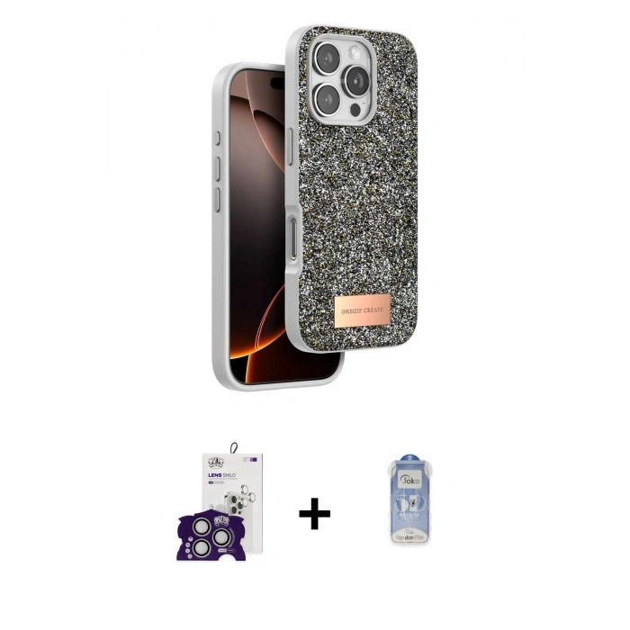 MARSİLYAN™- iPhone 16 Pro Max Kılıf Vadi Klasik Serisi - Siyah Joko Magic 5D Cam + Bilvis Titan Kamera Lens - GS