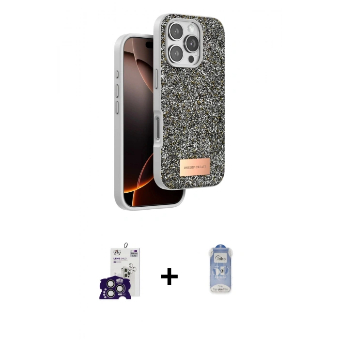 MARSİLYAN™- iPhone 16 Pro Max Kılıf Vadi Klasik Serisi - Siyah Joko Magic 5D Cam + Bilvis Titan Kamera Lens - TMGI