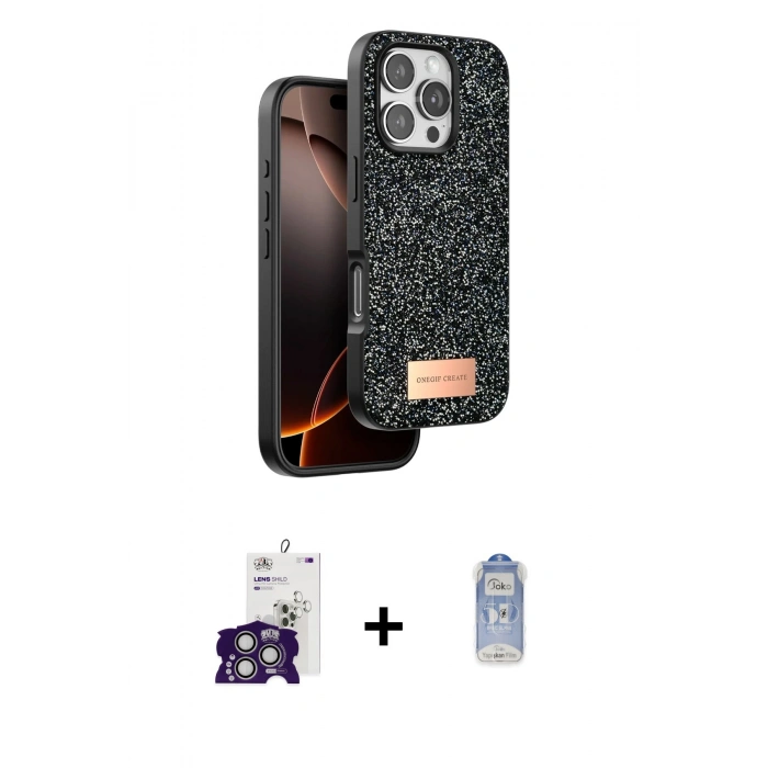 MARSİLYAN™- iPhone 16 Pro Max Kılıf Vadi Klasik Serisi - Siyah Joko Magic 5D Cam + Bilvis Titan Kamera Lens - GS
