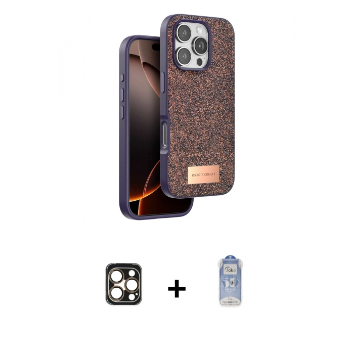 MARSİLYAN™- iPhone 16 Pro Max Kılıf Vadi Klasik Serisi - Siyah Joko Magic 5D Cam + PVD Metal Kamera Lens - GD