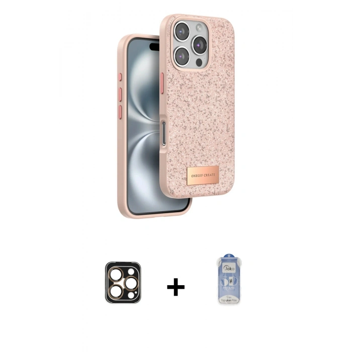 MARSİLYAN™- iPhone 16 Pro Max Kılıf Vadi Klasik Serisi - Siyah Joko Magic 5D Cam + PVD Metal Kamera Lens - GD