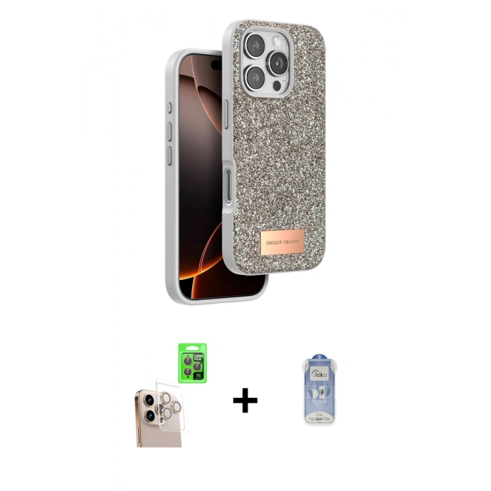 MARSİLYAN™- iPhone 16 Pro Max Kılıf Vadi Klasik Serisi - Siyah Joko Magic 5D Cam + Raze Metal Kamera Lens - NLGY