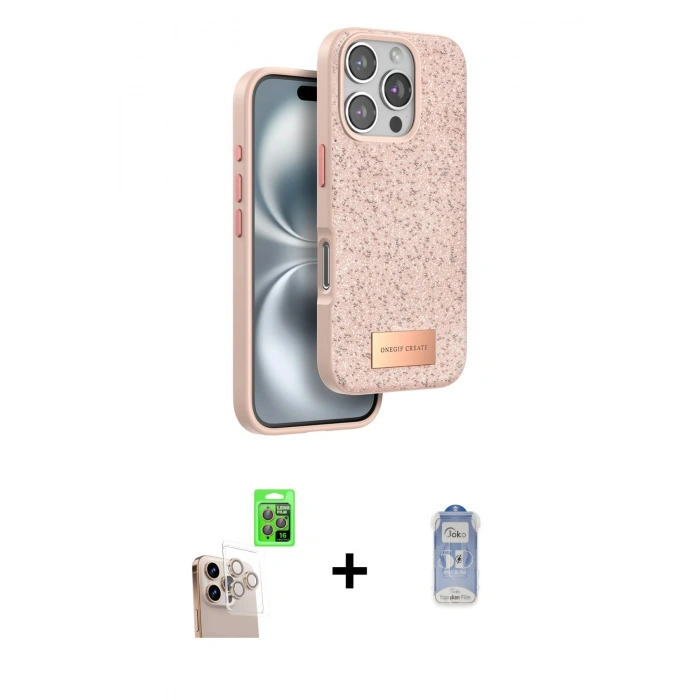 MARSİLYAN™- iPhone 16 Pro Max Kılıf Vadi Klasik Serisi - Siyah Joko Magic 5D Cam + Raze Metal Kamera Lens - NLGY